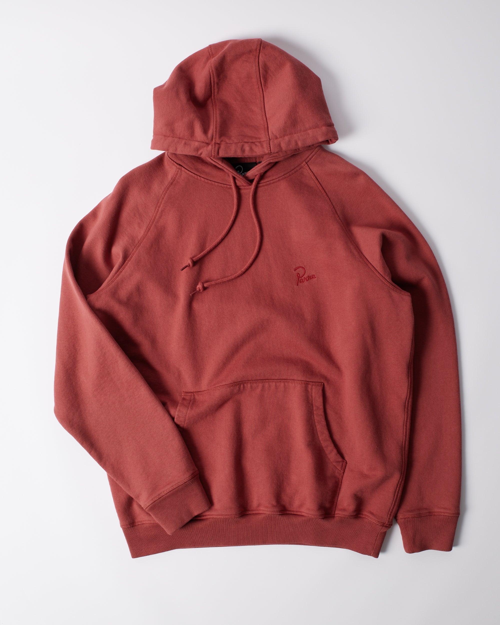 by Parra Script Logo Hooded Sweatshirt Brick Red XXLarge